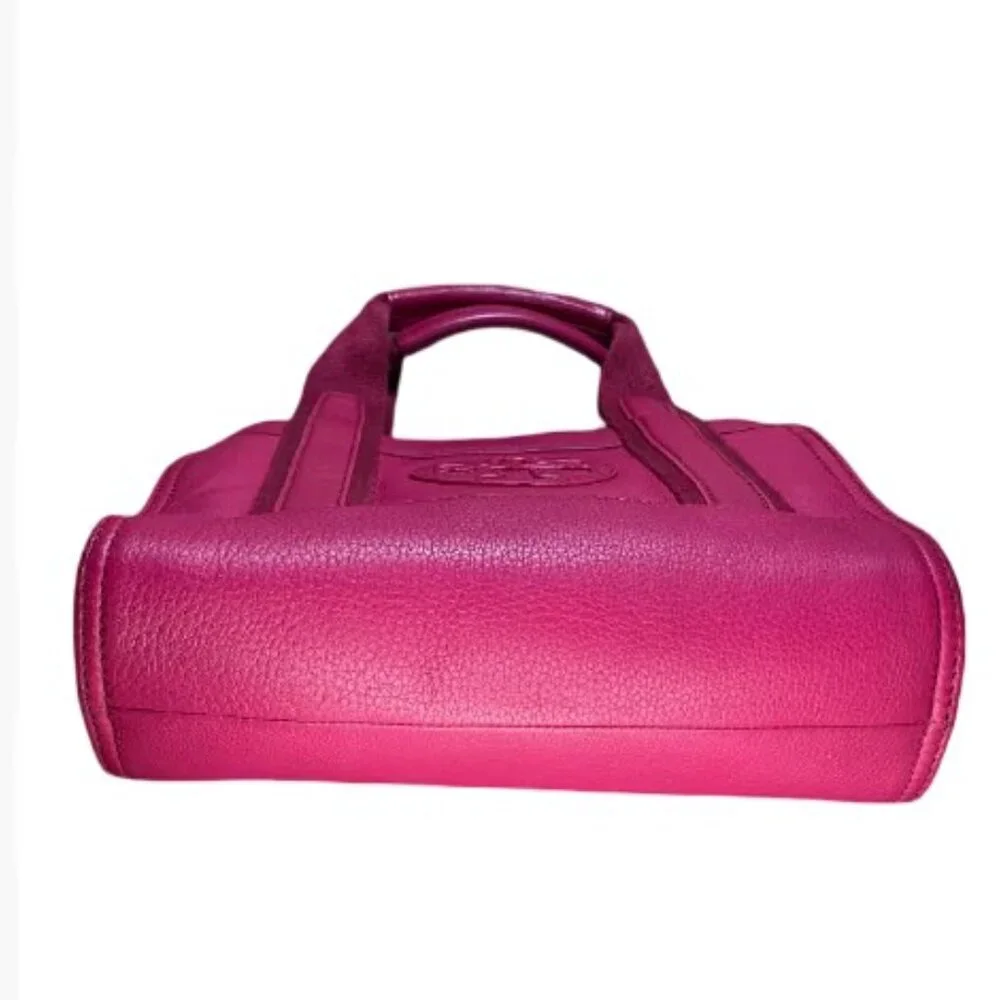 Tory Burch Ella   PM Party Host Pick   Small Leather and Canvas Tote Magenta EUC - Picture 6 of 14